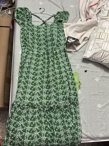 Green Floral Print Maxi Dress