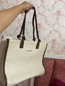 Cream & Brown Tote Bag