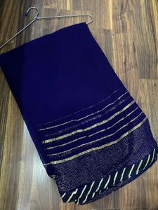 Blue Chiffon Saree with Blouse