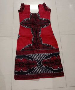 Red Printed Cotton Kurta