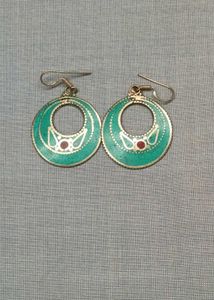 Boho Turquoise HoopTibetan Silver Earrings