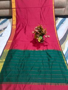 Elegant Maroon Saree with Golden Border