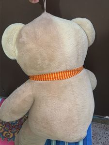 Large Cream Teddy Bear with Orange Bow 🎀
