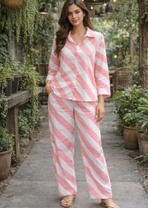 Striped Pink & White Cord Set