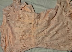 Chic Peach Lace Mini Dress