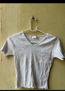Set of 2 pinteresty Beige and white ribbed T-Shirt