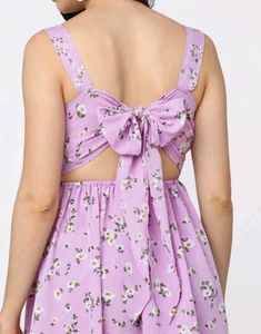 Lavender Floral Backless Dress