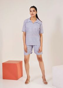 Light Blue Printed Night Suit Set