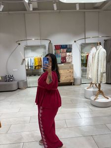 Elegant Red Kurta Set with Pants
