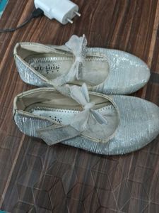 Sparkly Silver Girl's Shoes with Bow