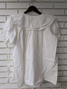 White Ruffled Puff Sleeve Top