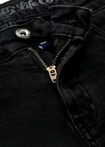 Black Regular fit Frayed hem Denim Shorts