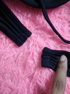Stylish Black Ruffled Halter Bikini / Bralette Top