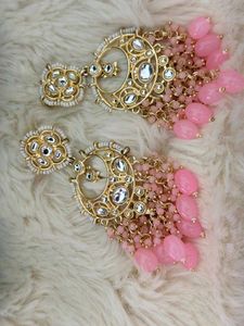 🌸Elegant Pink Beaded Chandelier Earring🌸s