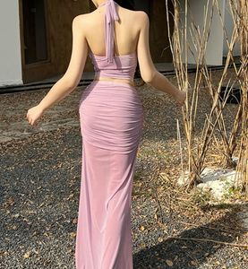 Elegant Pink Bodycon Maxi Dress