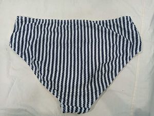Striped High🖤-Waisted Bikini Bottom