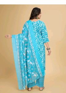 Elegant Blue Printed Kurta Set