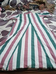 puffed sleeve multi colour frock with coller