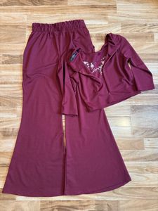 Maroon Embroidered co ord Set