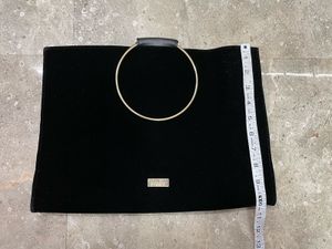 Chic Black Velvet Clutch with Gold Ring Handle