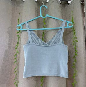 Cute Light Blue Cropped Tank Top