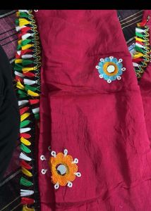 Vibrant Embroidered Dupatta with Tassels