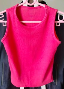 Vibrant Pink Ribbed Tank Top