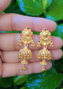 Gold Plated Traditional Jhumka Earrings For Women