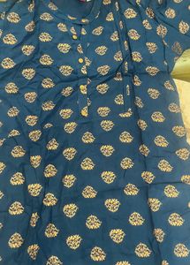 Blue Kurta with Golden Print