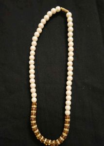Elegant Pearl and Amber Beaded Necklace