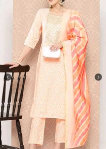 Gerua by Libas Yellow Embroidered Suit Set | New,