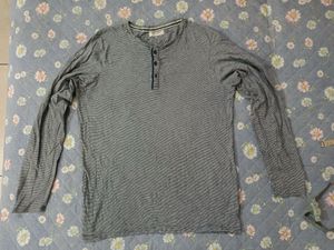 Men's Striped Long Sleeve Henley Shirt