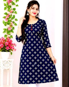 Stylish Navy Blue Printed Kurta
