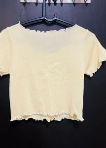 Cute Yellow Tie-Front Crop Top