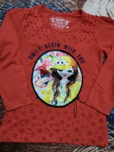 Cute Red Graphic Print Top