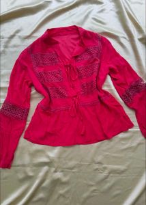 Pink Embroidered Tunic Top
