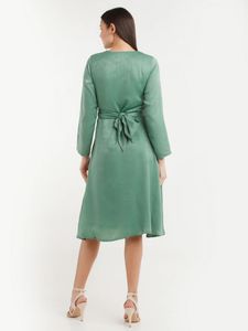 Sage Green Satin Midi Dress