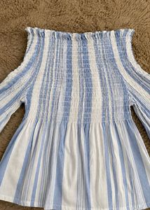 set of two Blue &amp; White Striped Off-Shoulder To