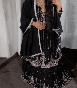 Elegant Black Embroidered Lehenga Choli