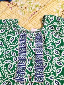 Light Green Block Print Cotton Kurta✨🥰