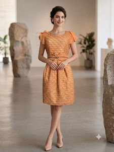 korean Elegant Peach Textured Dress