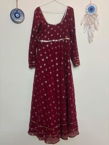 Maroon Anarkali Kurta Set