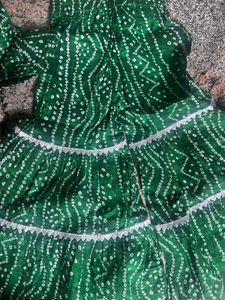 Green Bandhani Kurta Set with Sharara