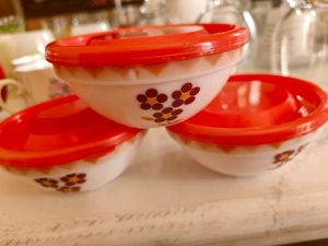 3 Pcs Glass Bowls With Lid