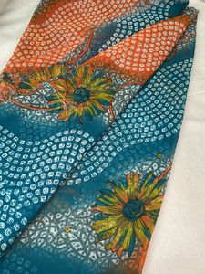 Vibrant Teal Floral Saree