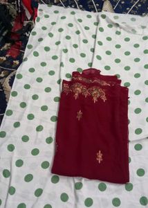 Maroon Embroidered Georgette Saree