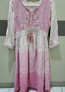 Pink Ombre Kurta with Tassels