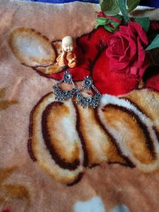Boho Silver Jhumka Earrings