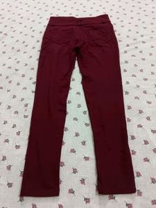 Maroon High-Waisted Skinny Pants