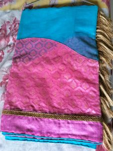 Unused Blue And Pink Saree